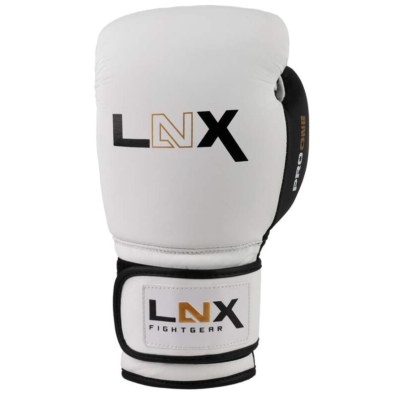 LNX Boxhandschuhe Pro One Leder - ABVERKAUF wei/schwarz (101) 12 Oz